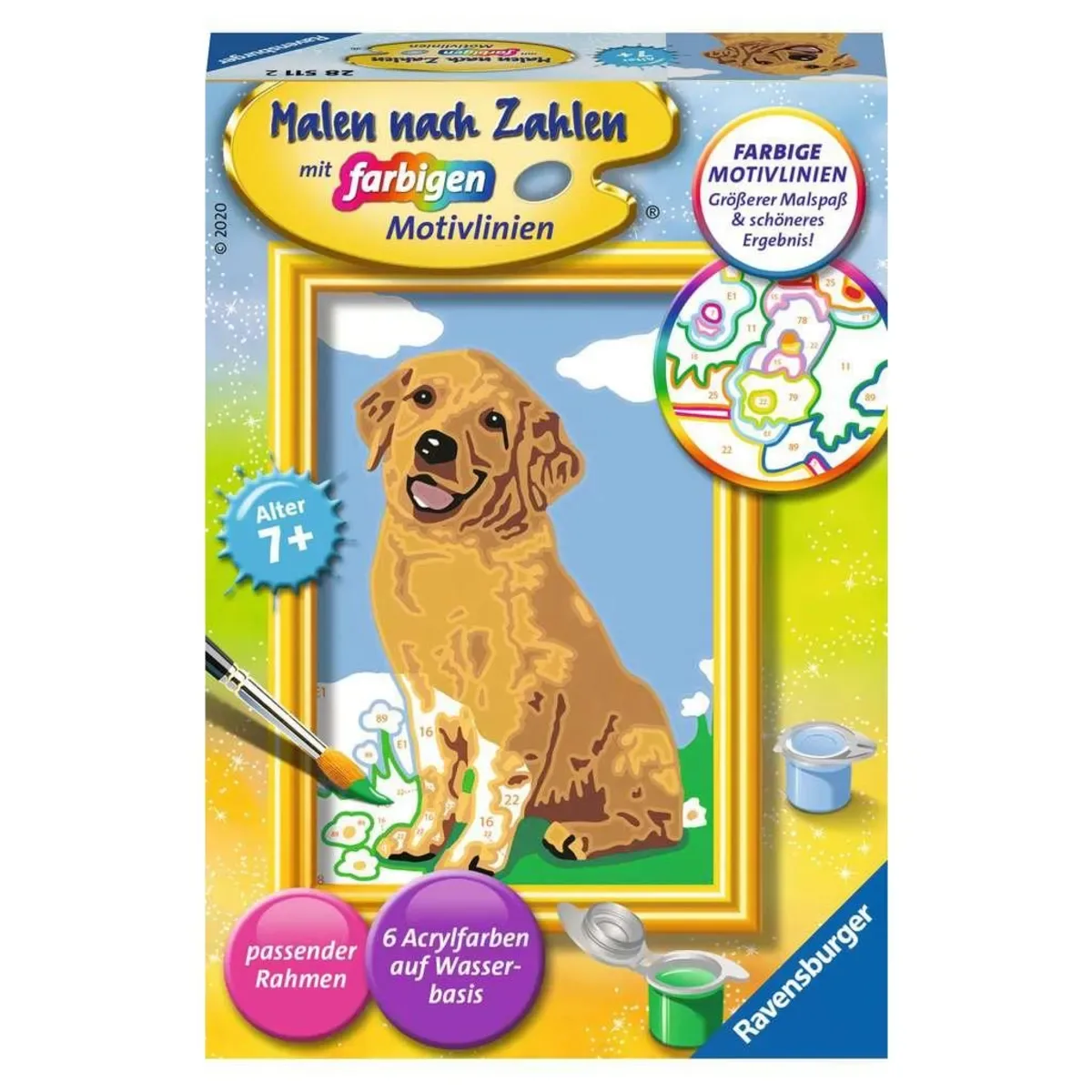 Ravensburger 28511 CreArt, Malen nach Zahlen Kinder - Kleiner Golden Retriever von Ravensburger – Produktfoto