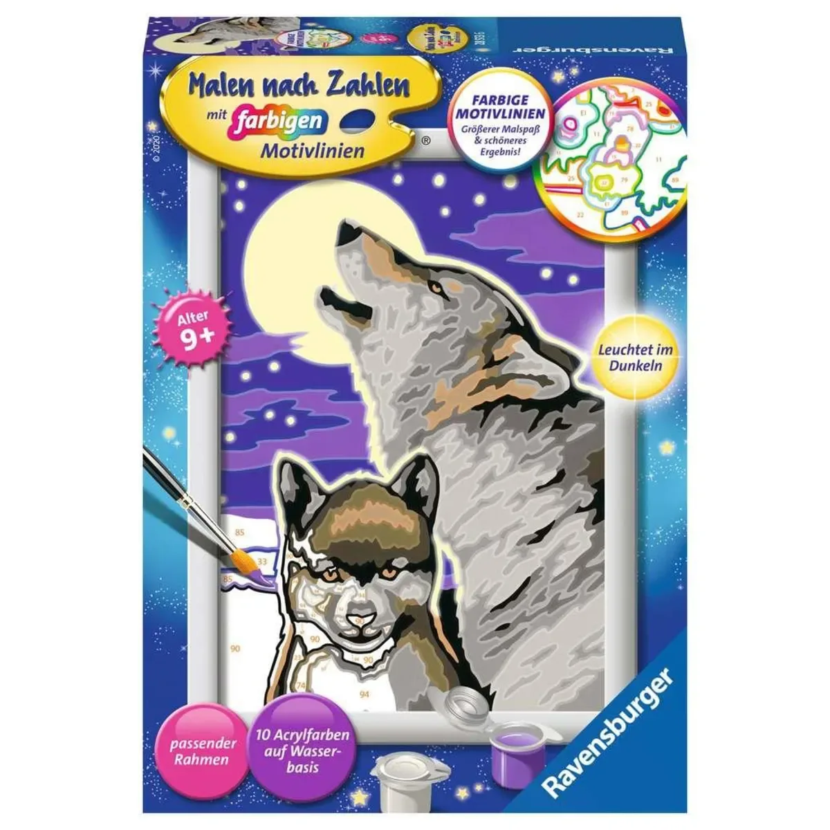 RAVENSBURGER 28513 Malen nach Zahlen - Mystische Wölfe von Ravensburger – Produktfoto