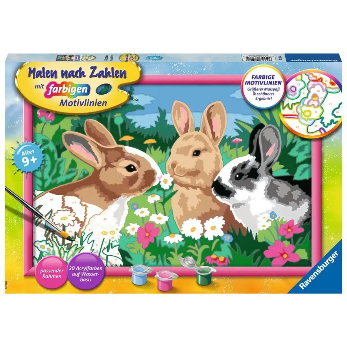 Ravensburger 28517 CreArt, Malen nach Zahlen Kinder - Putzige Häschen von Ravensburger – Produktfoto