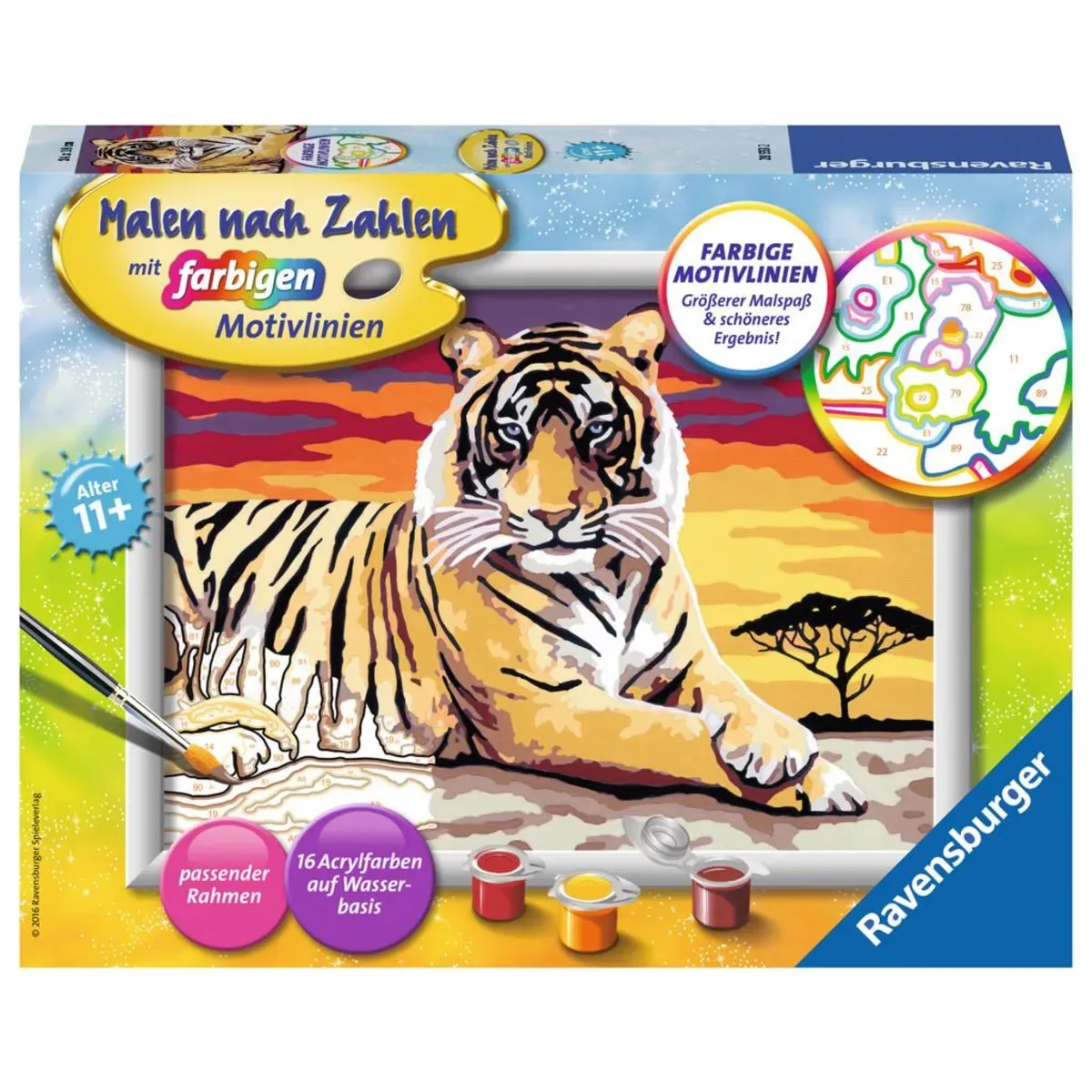 Ravensburger 28553 CreArt, Malen nach Zahlen Kinder - Majestätischer Tiger von Ravensburger – Produktfoto