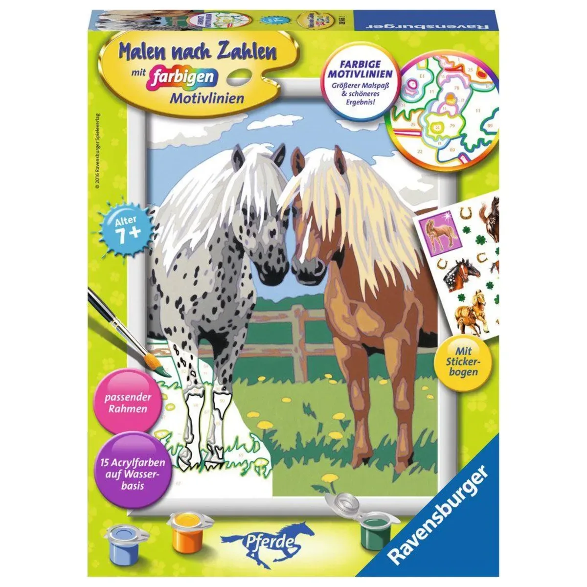 Ravensburger 28566 CreArt, Malen nach Zahlen Kinder - Glückliche Pferde von Ravensburger – Produktfoto