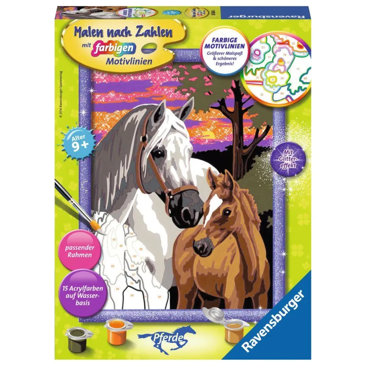 Ravensburger 28568 CreArt, Malen nach Zahlen Kinder - Pferde im Sonnenuntergang von Ravensburger – Produktfoto