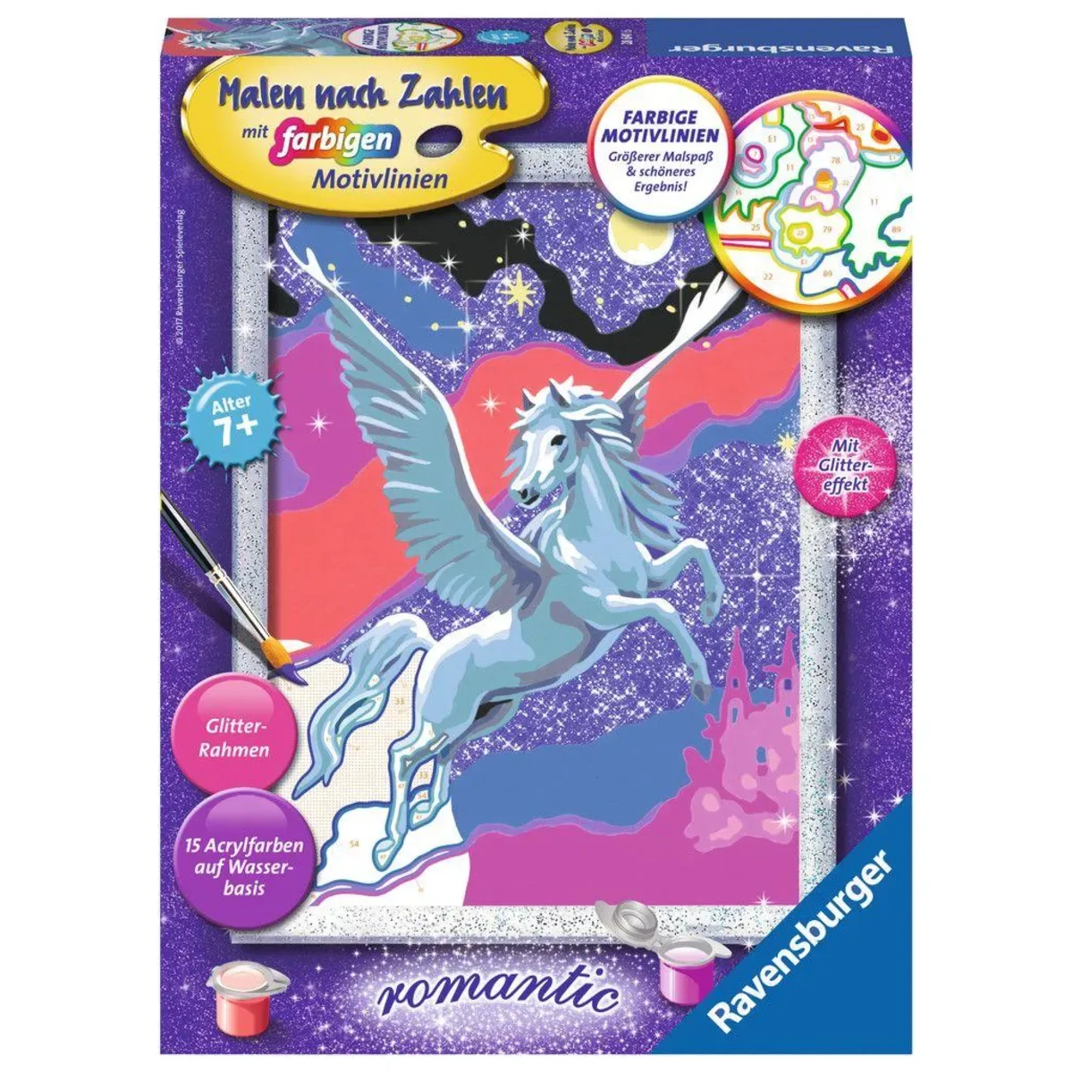 Ravensburger 28641 CreArt, Malen nach Zahlen Kinder - Stolzer Pegasus van Ravensburger – productfoto