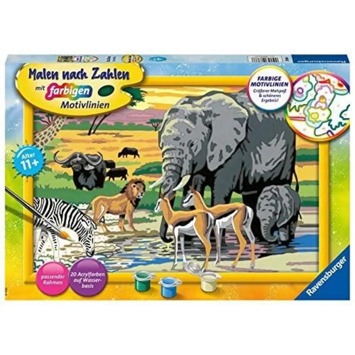 RAVENSBURGER 28766 Malen nach Zahlen - Tiere in Afrika von Ravensburger – Produktfoto