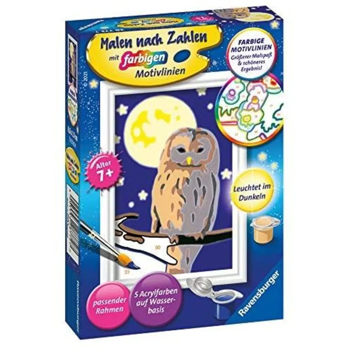 Ravensburger 28772 CreArt, Malen nach Zahlen Kinder - Nachteule von Ravensburger – Produktfoto