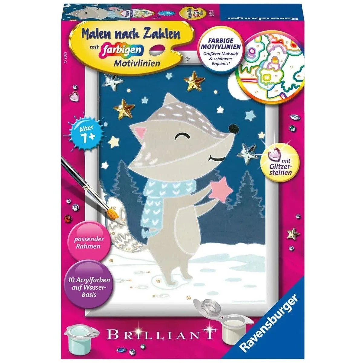 RAVENSBURGER 28778 Malen nach Zahlen - Gute Nacht, kleiner Dachs! von Ravensburger – Produktfoto