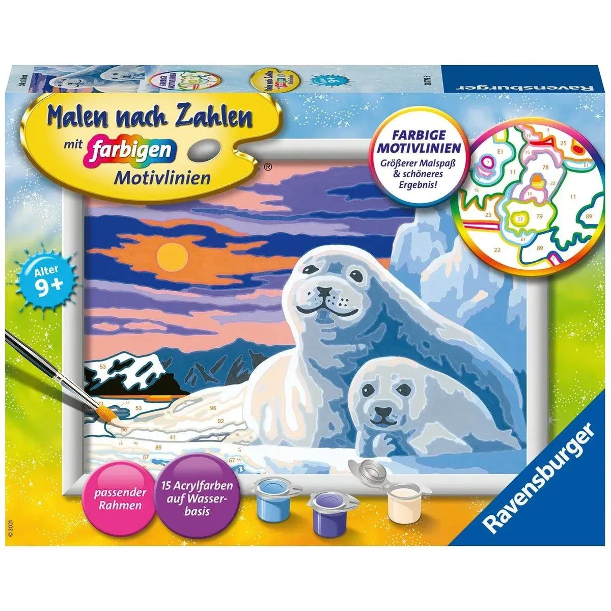 RAVENSBURGER 28779 Malen nach Zahlen - Niedliche Robben von Ravensburger – Produktfoto