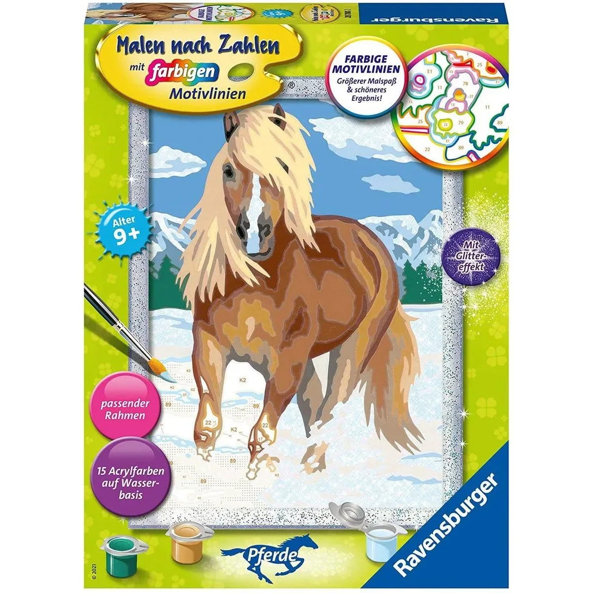 Ravensburger 28780 CreArt, Malen nach Zahlen Kinder - Haflinger im Schnee von Ravensburger – Produktfoto