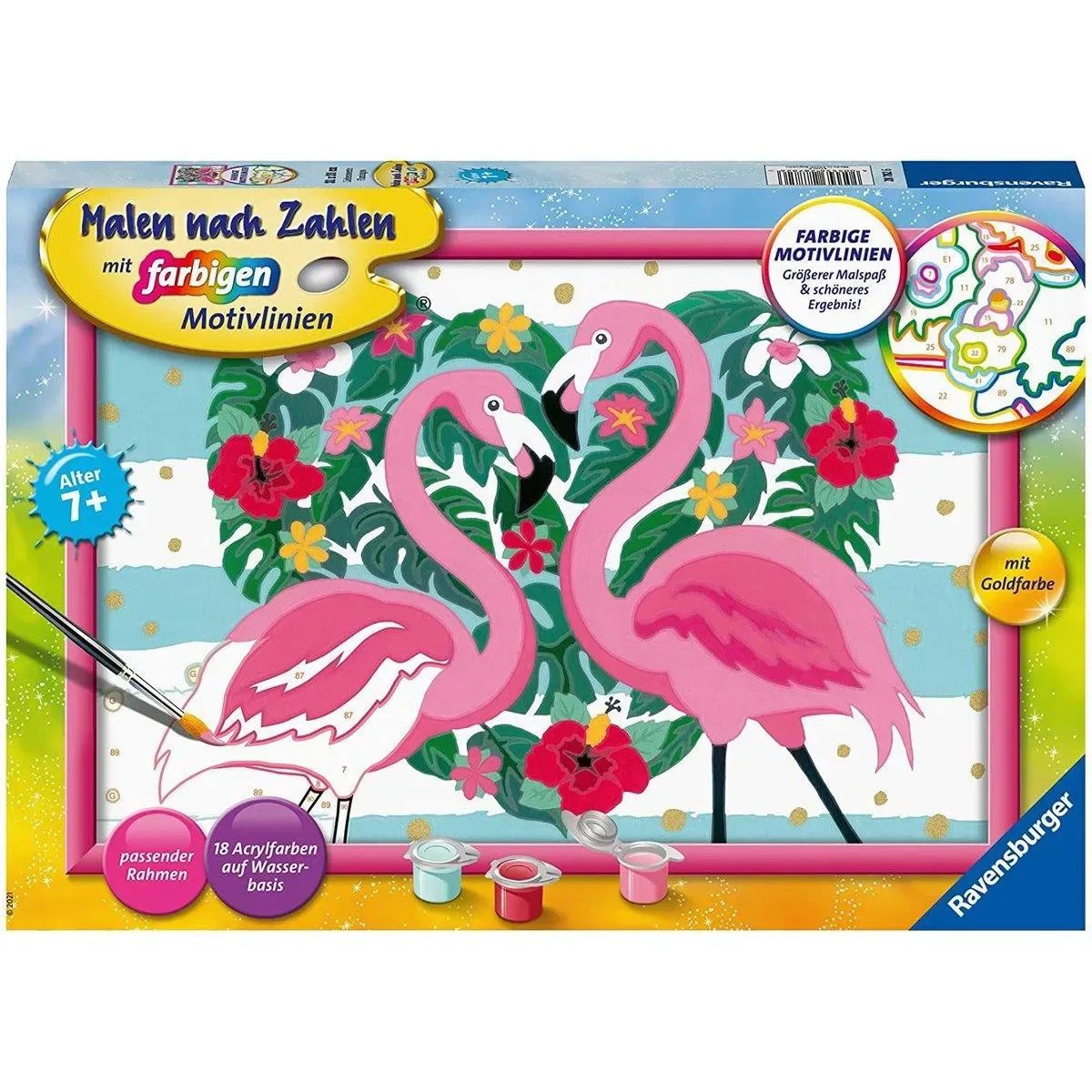 RAVENSBURGER 28782 Malen nach Zahlen - Liebenswerte Flamingos von Ravensburger – Produktfoto