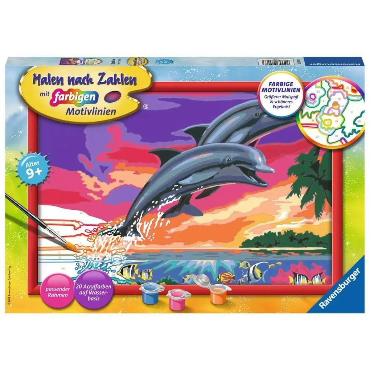Ravensburger 28907 CreArt, Malen nach Zahlen Kinder - Welt der Delfine von Ravensburger – Produktfoto