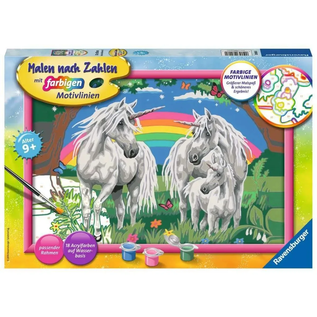 Ravensburger 28908 CreArt, Malen nach Zahlen Kinder - Fabelhafte Einhornwelt von Ravensburger – Produktfoto