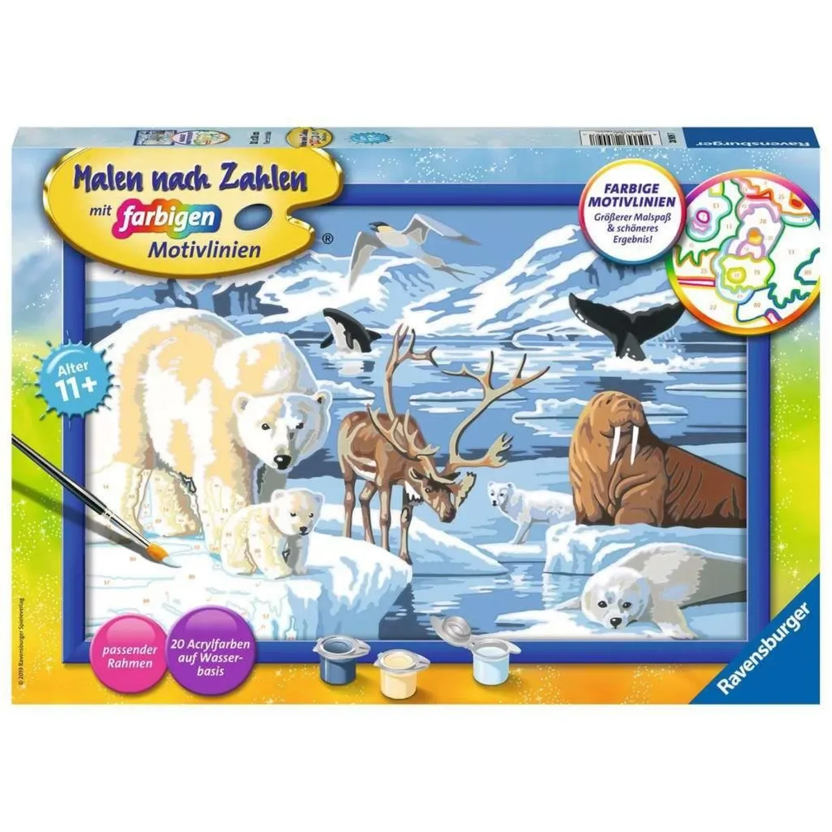 Ravensburger 28909 CreArt, Malen nach Zahlen Kinder - Tiere der Arktis von Ravensburger – Produktfoto