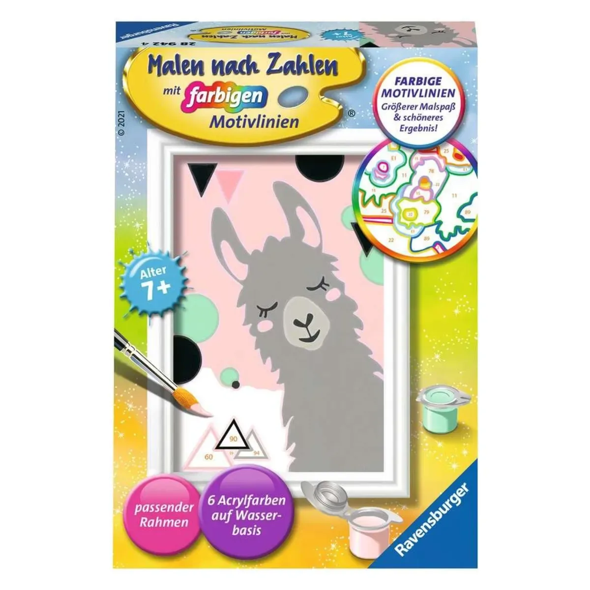 Ravensburger 28942 CreArt, Malen nach Zahlen Kinder - Glückliches Lama von Ravensburger – Produktfoto