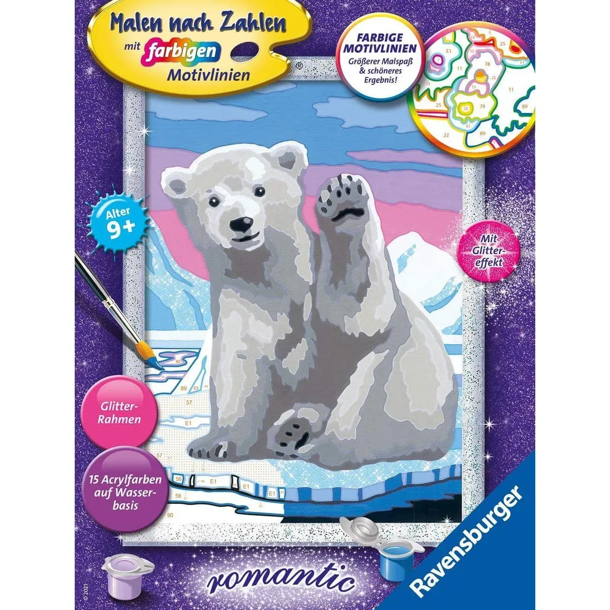 RAVENSBURGER 28985 Malen nach Zahlen Hallo kleiner Eisbär! von Ravensburger – Produktfoto