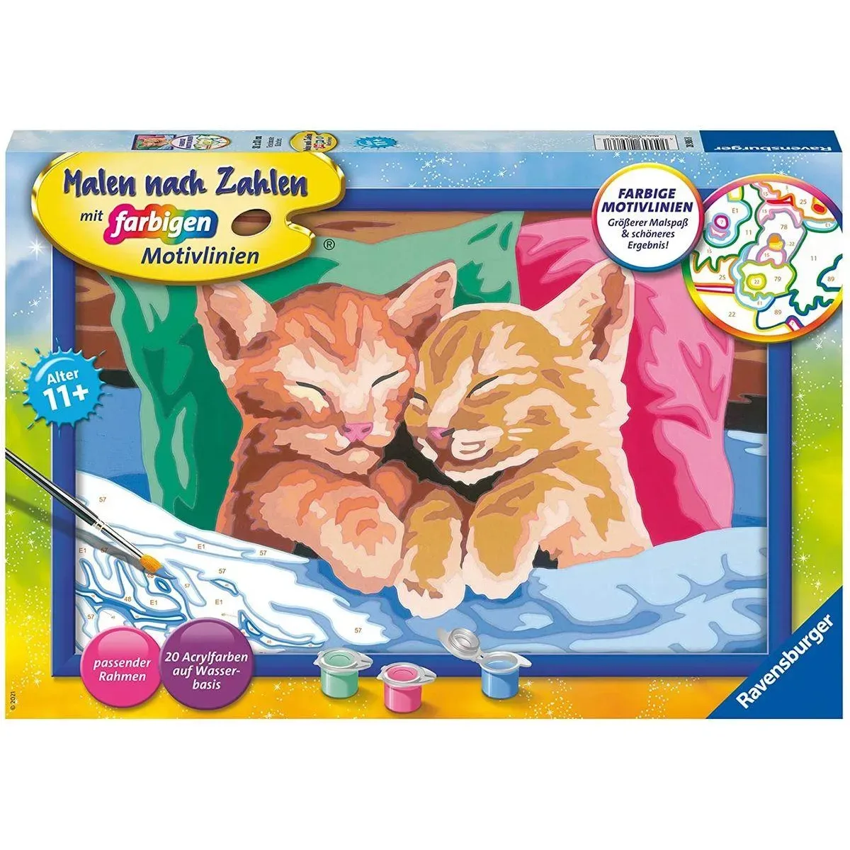 Ravensburger 28986 CreArt, Malen nach Zahlen Kinder - Verschmuste Kätzchen von Ravensburger – Produktfoto