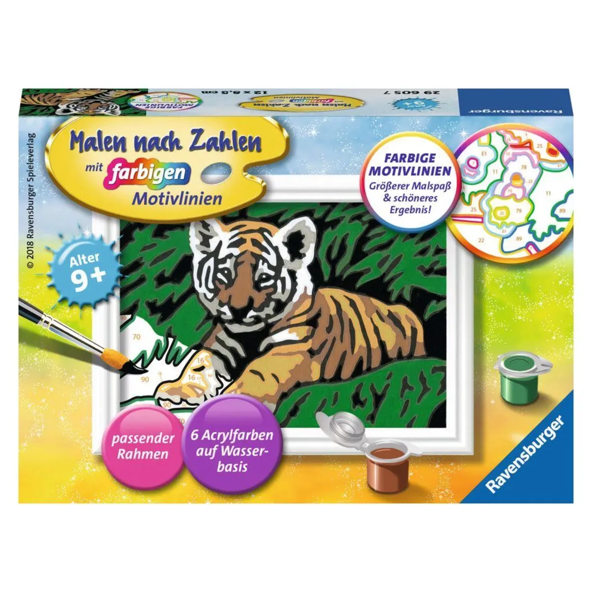 Ravensburger 29605 CreArt, Malen nach Zahlen Kinder - Süßer Tiger von Ravensburger – Produktfoto
