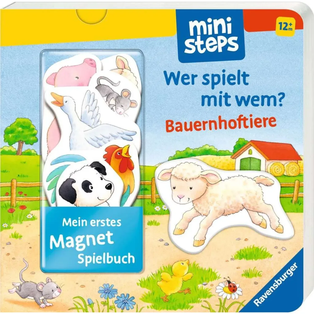 RAVENSBURGER 30287 ministeps: Mein erstes Magnetbuch: Wer spielt mit wem? Bauernhoftiere von Ravensburger – Produktfoto