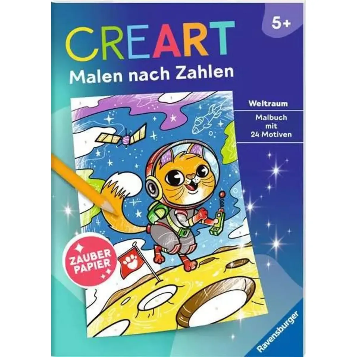 Ravensburger 48875 CreArt Malen nach Zahlen ab 5 - Zauberpapier: Weltraum von Ravensburger – Produktfoto
