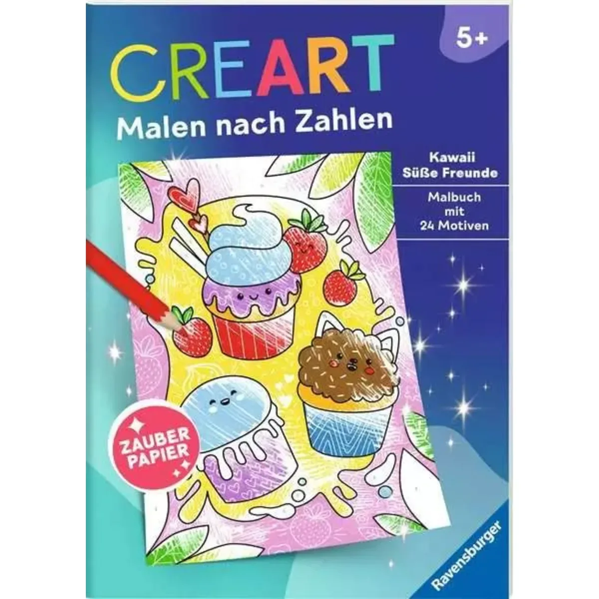 Ravensburger 48876 CreArt Malen nach Zahlen ab 5 - Zauberpapier: Kawaii Süße Freunde von Ravensburger – Produktfoto