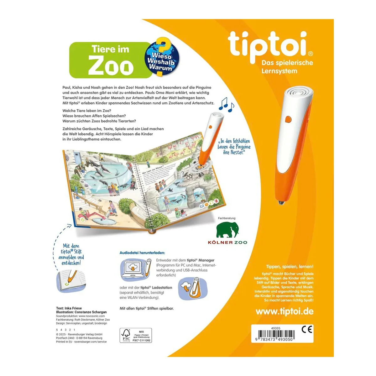 Tiptoi Sachbuch Wieso? Weshalb? Warum? Tiere im Zoo från Ravensburger i 2 × 24,5 × 27,8 mm – produktbild