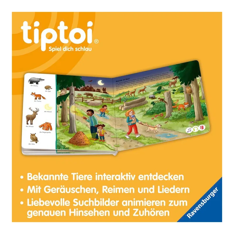 Tiptoi Suchen und Entdecken: Meine Tiere von Ravensburger in 1,5 × 22,5 × 22,5 mm – Produktfoto 2 von 2