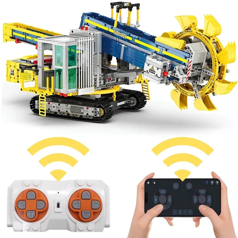 RC Graafmachine met graafwiel - 22017 - - ONESIZE van Reobrix in City – RC Wheel Excavator XXL – productfoto