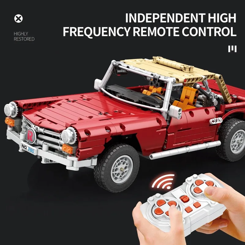 Reobrix 11005 - Vintage Car - Auto - Bestuurbaar - 1578 onderdelen - Compatibel met Mould King - Aktie!! by Reobrix in Rood – product photo