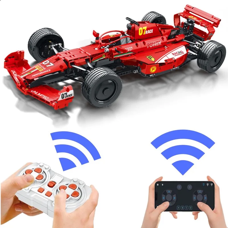 Reobrix 11007 Formule 1 RC Auto bouwset | F1 speed champions technisch constructie modelbouw geschikt voor lego | Educatief STEM speelgoed bouwpakketten voor kinderen & volwassenen | Incl radiografisch bestuurbare remote | Bouwdoos met 928 bouwstenen von Reobrix in Racing – RC F1 auto rood – Produktfoto
