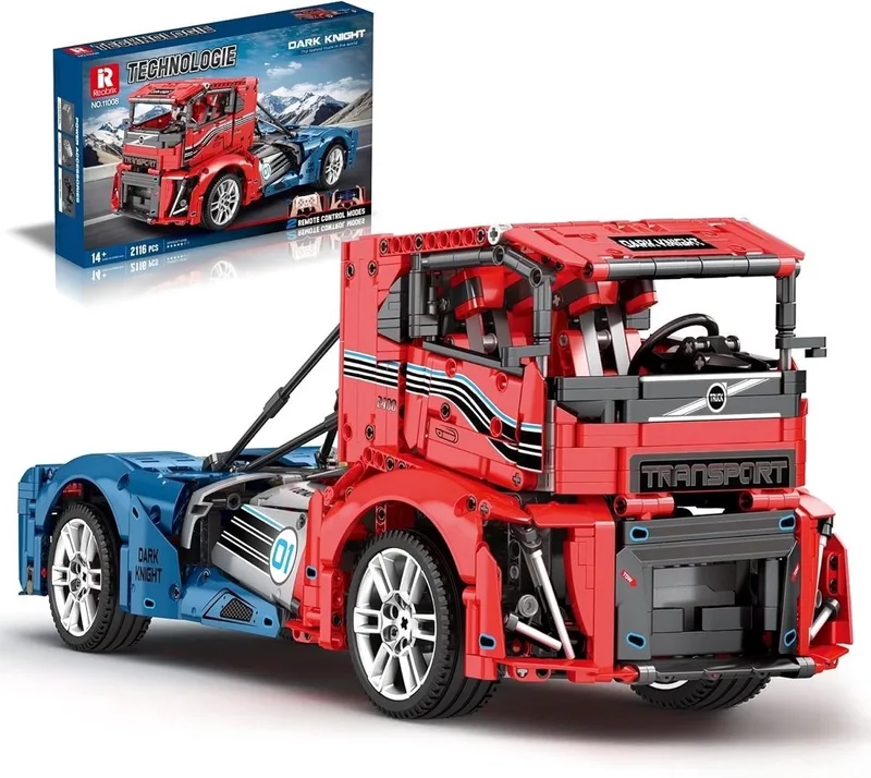 Reobrix 11008 Race Truck RC auto bouwset | Speed champions technisch constructie modelbouw geschikt voor lego | Educatief STEM speelgoed bouwpakketten voor kinderen & volwassenen | Incl. radiografisch bestuurbare remote | Bouwdoos met 2166 bouwstenen by Reobrix in Racing – Race Truck – product photo