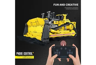 Reobrix 22001 D11 Classic RC Bulldozer auto bouwset | City constructie modelbouw | Technische creator speelgoed ideas bouwpakketten voor volwassenen & kinderen | Radiografisch bestuurbare remote niet geschikt voor Lego | bouwdoos met 1863 bouwstenen fra Reobrix i Contructie – D11 Bulldozer – produktbillede 5 af 5