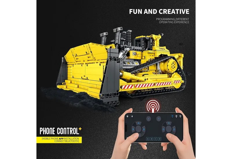 Reobrix 22001 D11 Classic RC Bulldozer auto bouwset | City constructie modelbouw | Technische creator speelgoed ideas bouwpakketten voor volwassenen & kinderen | Radiografisch bestuurbare remote niet geschikt voor Lego | bouwdoos met 1863 bouwstenen fra Reobrix i Contructie – D11 Bulldozer – produktbillede 5 af 5