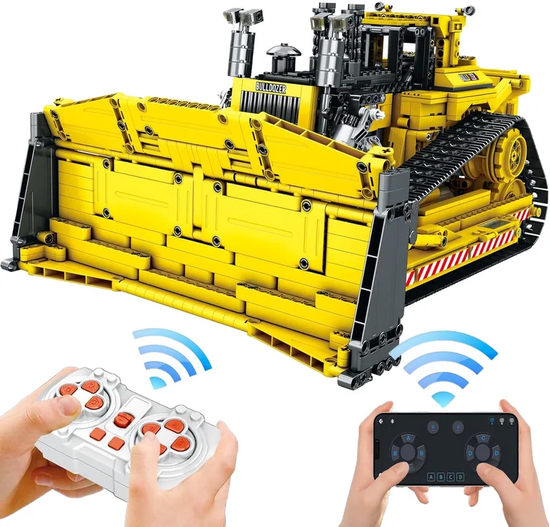 Reobrix 22001 D11 Classic RC Bulldozer auto bouwset | City constructie modelbouw | Technische creator speelgoed ideas bouwpakketten voor volwassenen & kinderen | Radiografisch bestuurbare remote niet geschikt voor Lego | bouwdoos met 1863 bouwstenen von Reobrix in Contructie – D11 Bulldozer – Produktfoto