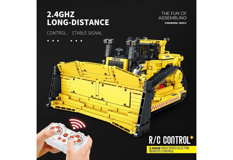 Reobrix 22001 D11 Classic RC Bulldozer auto bouwset | City constructie modelbouw | Technische creator speelgoed ideas bouwpakketten voor volwassenen & kinderen | Radiografisch bestuurbare remote niet geschikt voor Lego | bouwdoos met 1863 bouwstenen fra Reobrix i Contructie – D11 Bulldozer – produktbillede 4 af 5