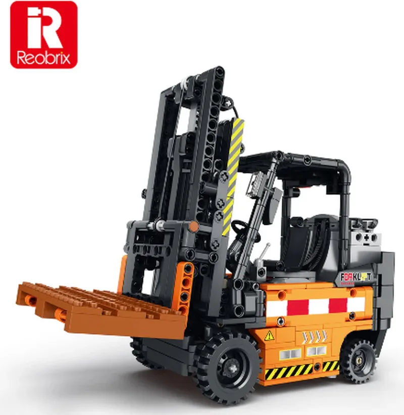 Reobrix 22002 - Heftruck - Vorkheftruck - 722 onderdelen - compatibel met Mould King by Reobrix in Zwart – product photo