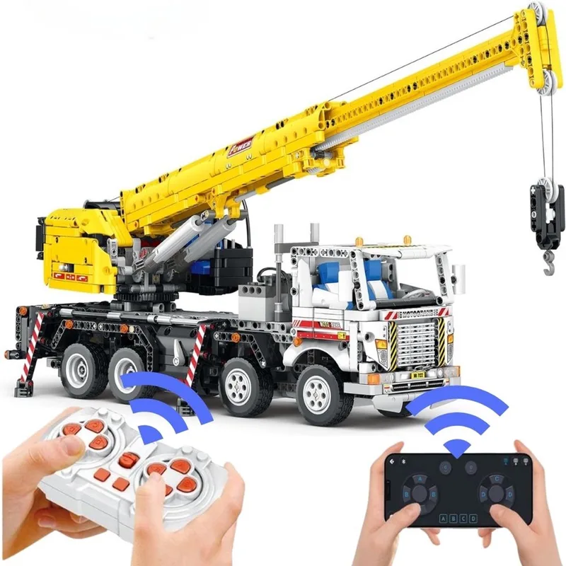 Reobrix 22007 Mobiele Kraan RC auto mega bouwset | Technisch constructie modelbouw | Classic creator speelgoed bouwpakketten voor kinderen & volwassenen | Accu niet geschikt voor Lego technic | Bouwdoos met 2206 bloks by Reobrix in Constructie – RC Mobiele Kraan – product photo