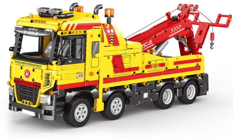 Reobrix 22012 - Reddingswagen - Vrachtwagen met Kraan - Technisch Bouwpakket voor Kinderen en Volwassenen - compatibel met Mould King by Reobrix in Geel – product photo