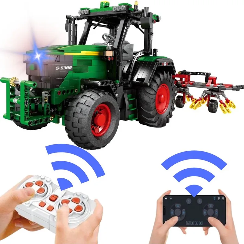 Reobrix 22015 Tractor RC auto bouwset | Technisch constructie modelbouw | Classic creator speelgoed bouwpakketten voor kinderen & volwassenen | Accu niet geschikt voor Lego technic | Bouwdoos met 1664 bloks by Reobrix in City – RC Tractor – product photo