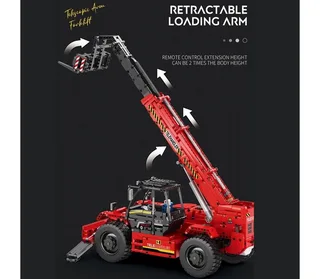 Reobrix 22020 – RC Telescopische Vorkheftruck – 2260 Stuks – Multifunctionele Bouwset – 34,5x51x21 cm – Techniek Speelgoed voor 14+ fra Reobrix i Sort – produktbillede 3 af 5