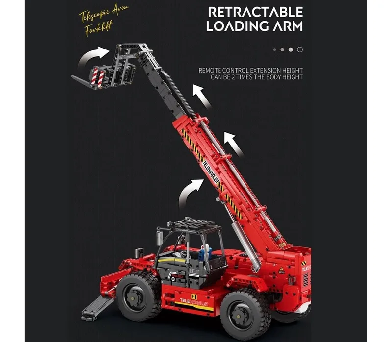 Reobrix 22020 – RC Telescopische Vorkheftruck – 2260 Stuks – Multifunctionele Bouwset – 34,5x51x21 cm – Techniek Speelgoed voor 14+ fra Reobrix i Sort – produktbillede 3 af 5