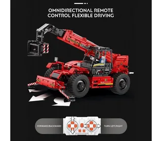 Reobrix 22020 – RC Telescopische Vorkheftruck – 2260 Stuks – Multifunctionele Bouwset – 34,5x51x21 cm – Techniek Speelgoed voor 14+ fra Reobrix i Sort – produktbillede 5 af 5