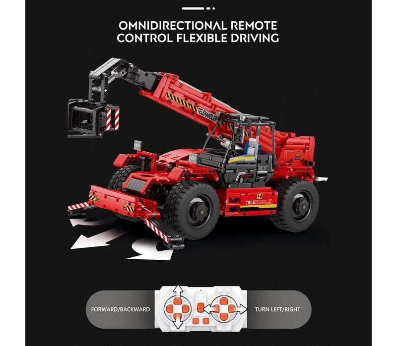 Reobrix 22020 – RC Telescopische Vorkheftruck – 2260 Stuks – Multifunctionele Bouwset – 34,5x51x21 cm – Techniek Speelgoed voor 14+ fra Reobrix i Sort – produktbillede 5 af 5