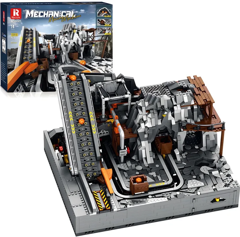 Reobrix 22023 Icons Mining Machine Mega bouwset | Classic Creator Modular Building | Expert Architecture Modelbouw | Technisch educatief speelgoed voor volwassenen & kinderen | Knikkerbaan motor niet geschikt voor Lego | bouwdoos met 3338 bloks by Reobrix in Constructie – Mining Machinery – product photo