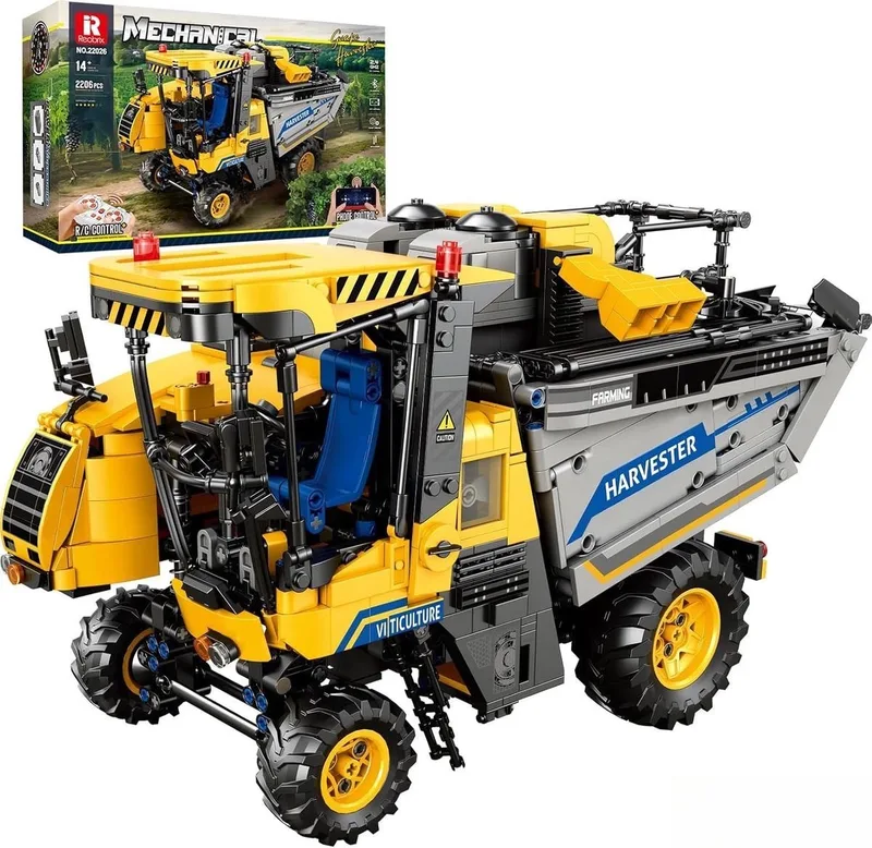 Reobrix 22026 Grape Harvester RC auto bouwset | City constructie modelbouw | Technische creator speelgoed ideas bouwpakketten voor volwassenen & kinderen | Radiografisch bestuurbare remote niet geschikt voor Lego | bouwdoos met 2206 bouwstenen by Reobrix in Contructie – Druivenrooier RC – product photo