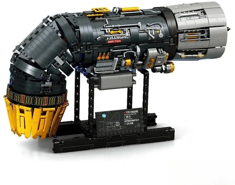 Reobrix 33014 F35 Straaljager vliegtuig motor bouwset | Speed engine icons modelbouw | Creator speelgoed ideas voor expert volwassenen & kinderen | Champions builders edition | Accu niet geschikt voor Lego technic | Bouwdoos met 1812 bouwstenen by Reobrix in Modelbouw – F35 Fighter Jet Engine – product photo