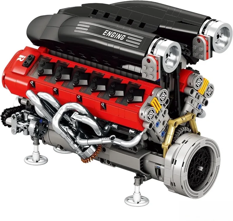 Reobrix 33016 SP3 Speed Engine classic motor bouwset | Racing champions modelbouw | Technische educatief creator speelgoed ideas bouwpakketten voor expert volwassenen & kinderen | Motorblok niet geschikt voor Lego | Bouwdoos met 1240 bouwstenen by Reobrix in Modelbouw – SP3 Engine – product photo