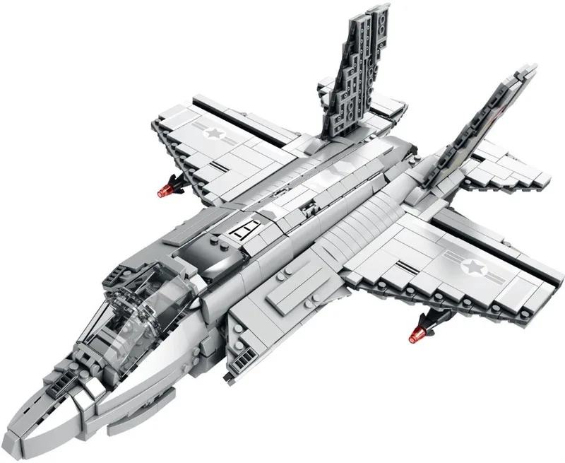 Reobrix 33021 F35 Lightning II Straaljager bouwset | Classic WW2 Army vliegtuig constructie modelbouw | Educatief militair & leger speelgoed bouwpakketten voor kinderen & volwassenen | DIY creator set geschikt voor Lego | Bouwdoos met 1600 bouwstenen by Reobrix in Army – Vliegtuig F-35 – product photo