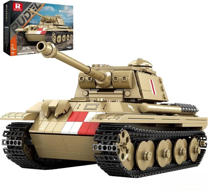 Reobrix 33028 J15 Fighter Straaljager bouwset | Classic WW2 Army vliegtuig constructie modelbouw | Educatief militair & leger speelgoed bouwpakketten voor kinderen & volwassenen | DIY creator set geschikt voor Lego | Bouwdoos met 1066 bouwstenen by Reobrix in Army – WOT serie Pudel Tank – product photo