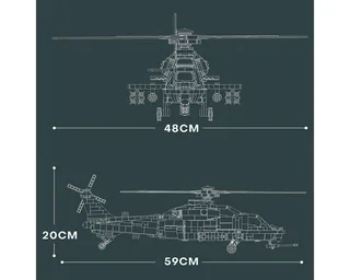 Reobrix - 33033 WZ10 Gevechtshelikopter bouwset | WW2 Army vliegtuig constructie modelbouw | Educatief militair & leger speelgoed bouwpakketten voor kinderen & volwassenen | Blok formaat 4.9mm | 1169 bouwstenen by Reobrix in Army – Helikopter WZ10 – product photo 3 of 5