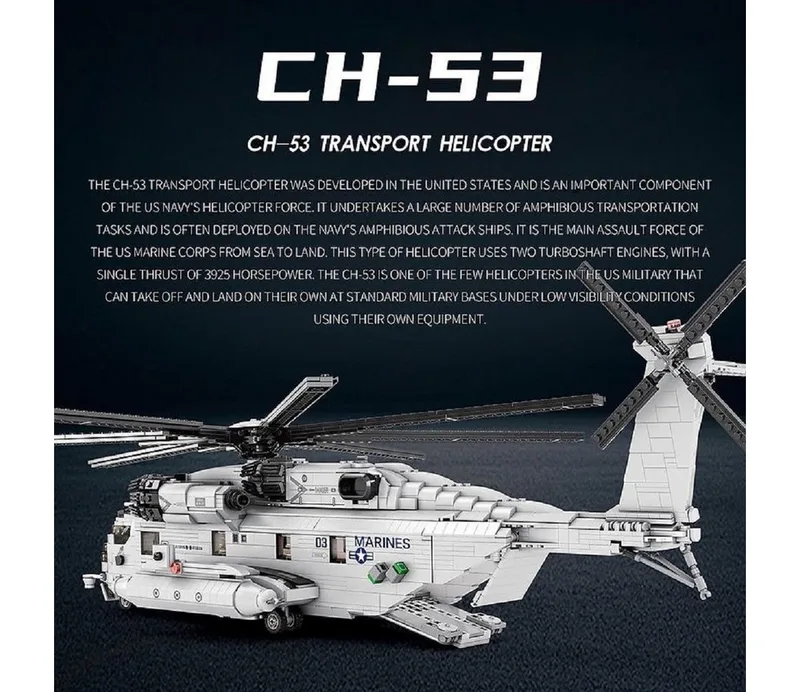 Reobrix 33037 CH-53E Transporthubschrauber Konstruktions-Spielset, (2192 St) von Reobrix – Produktfoto 3 von 5