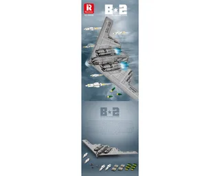 Reobrix 33038 Spielbausteine, (Einzelset, 2063 St., 2063 Teile), Moderner Bomber mit abnehmbarem Fahrwerk från Reobrix – produktbild 4 av 5